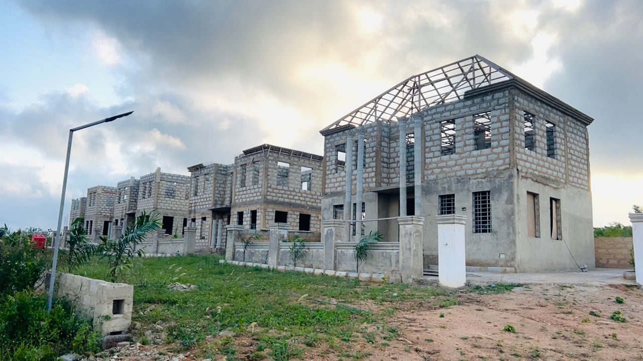 Terraced units along the slope