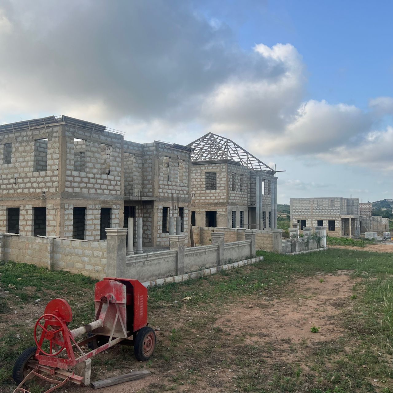 Units with roof trusses installed